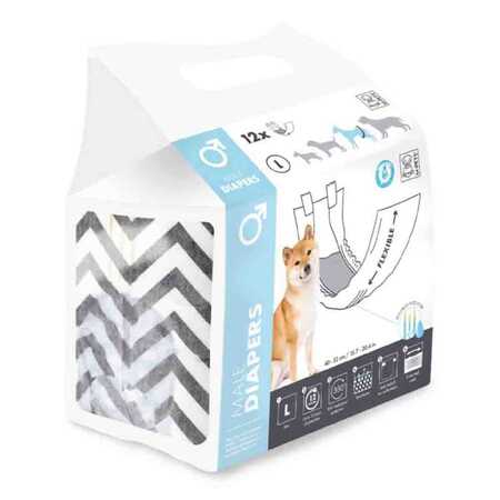 M-PETS - M-Pets Diapers Erkek Köpekler İçin Külot (L) 12li