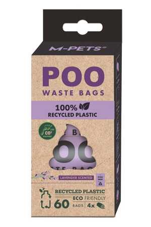 M-PETS - M-Pets Poo Dışkı Poşeti 15 Yaprak Lavanta Kokulu 4lü Paket