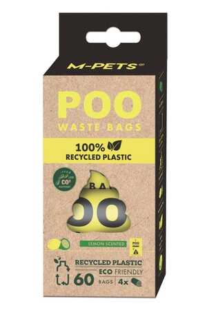 M-PETS - M-Pets Poo Dışkı Poşeti 15 Yaprak Limon Kokulu 4lü Paket