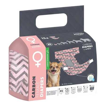 M-PETS - M-Pets Aktif Karbonlu Diapers Dişi Köpekler İçin Külot (XS) 15li