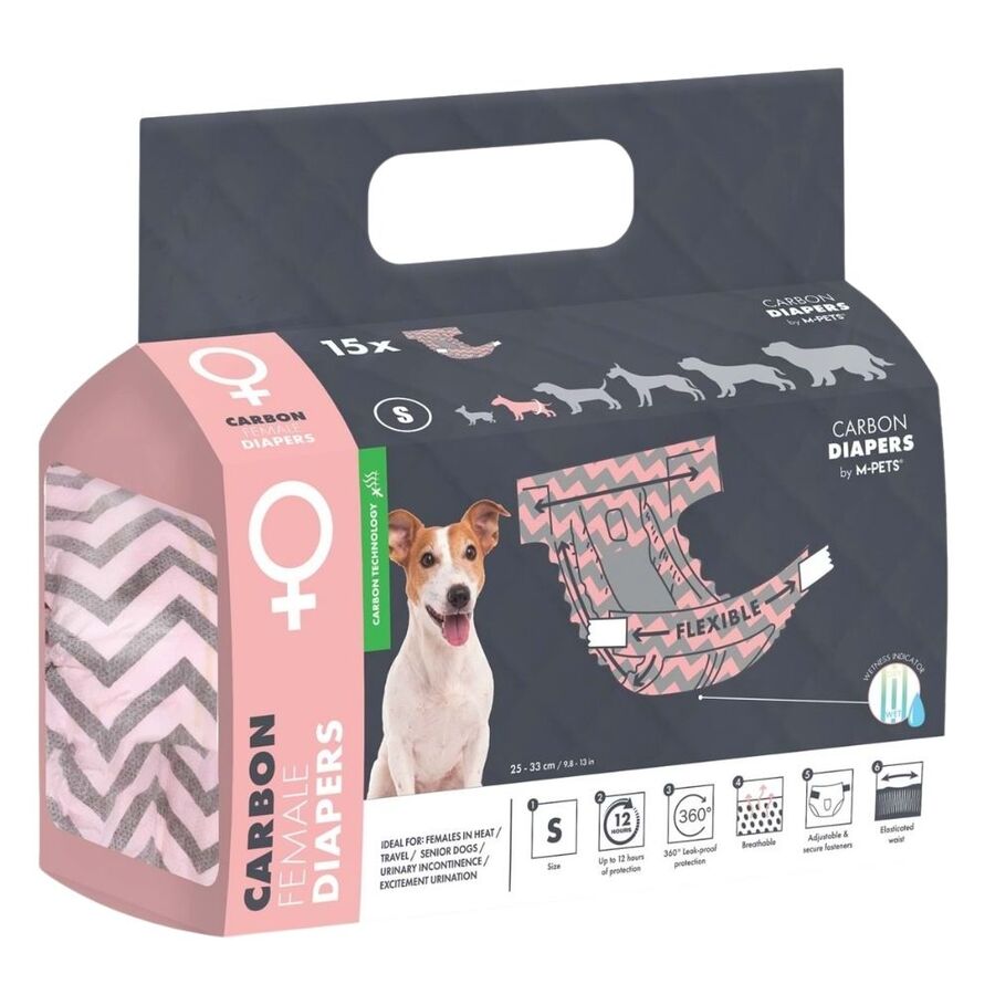 M-Pets Aktif Karbonlu Diapers Dişi Köpekler İçin Külot (S) 15li