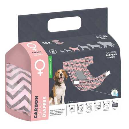 M-PETS - M-Pets Aktif Karbonlu Diapers Dişi Köpekler İçin Külot (M) 15li