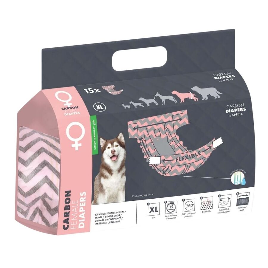 M-Pets Aktif Karbonlu Diapers Dişi Köpekler İçin Külot (XL) 15li