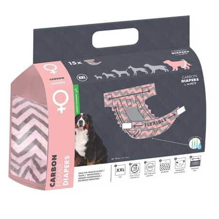 M-PETS - M-Pets Aktif Karbonlu Diapers Dişi Köpekler İçin Külot (XXL) 15li