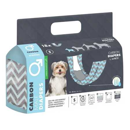 M-PETS - M-Pets Aktif Karbonlu Diapers Erkek Köpekler İçin Külot (S) 18li