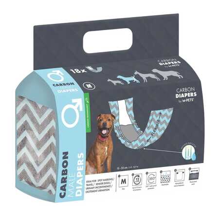 M-PETS - M-Pets Aktif Karbonlu Diapers Erkek Köpekler İçin Külot (M) 18li