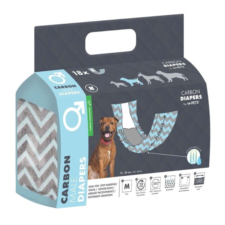 M-Pets Aktif Karbonlu Diapers Erkek Köpekler İçin Külot (M) 18li