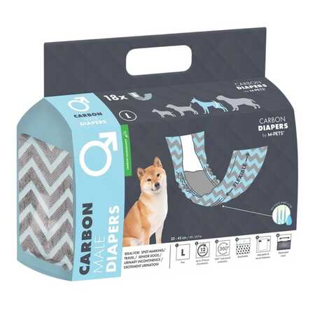 M-PETS - M-Pets Aktif Karbonlu Diapers Erkek Köpekler İçin Külot (L) 18li