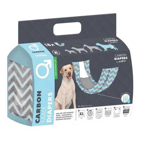 M-PETS - M-Pets Aktif Karbonlu Diapers Erkek Köpekler İçin Külot (XL) 18li
