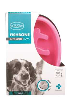M-PETS - M-Pets Fishbone Yavaş Yeme Mama Kabı 1200ml Pembe