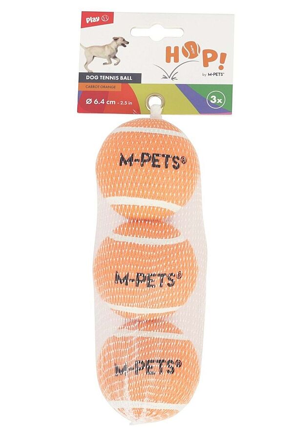 M-Pets HOP Tenis Topu 6.4cm Turuncu (3 Adet) - 1