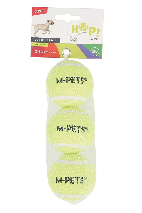 M-Pets HOP Tenis Topu 6.4cm Sarı (3 Adet) - 1