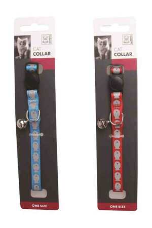 M-Pets Reflective Zilli Kedi Boyun Tasması Mavi/Kırmızı - Thumbnail