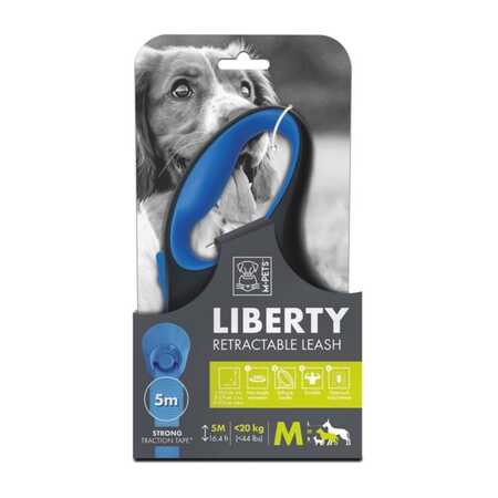 M-PETS - M-Pets Liberty Otomatik Şerit Gezdirme Kayışı Mavi 5mt M