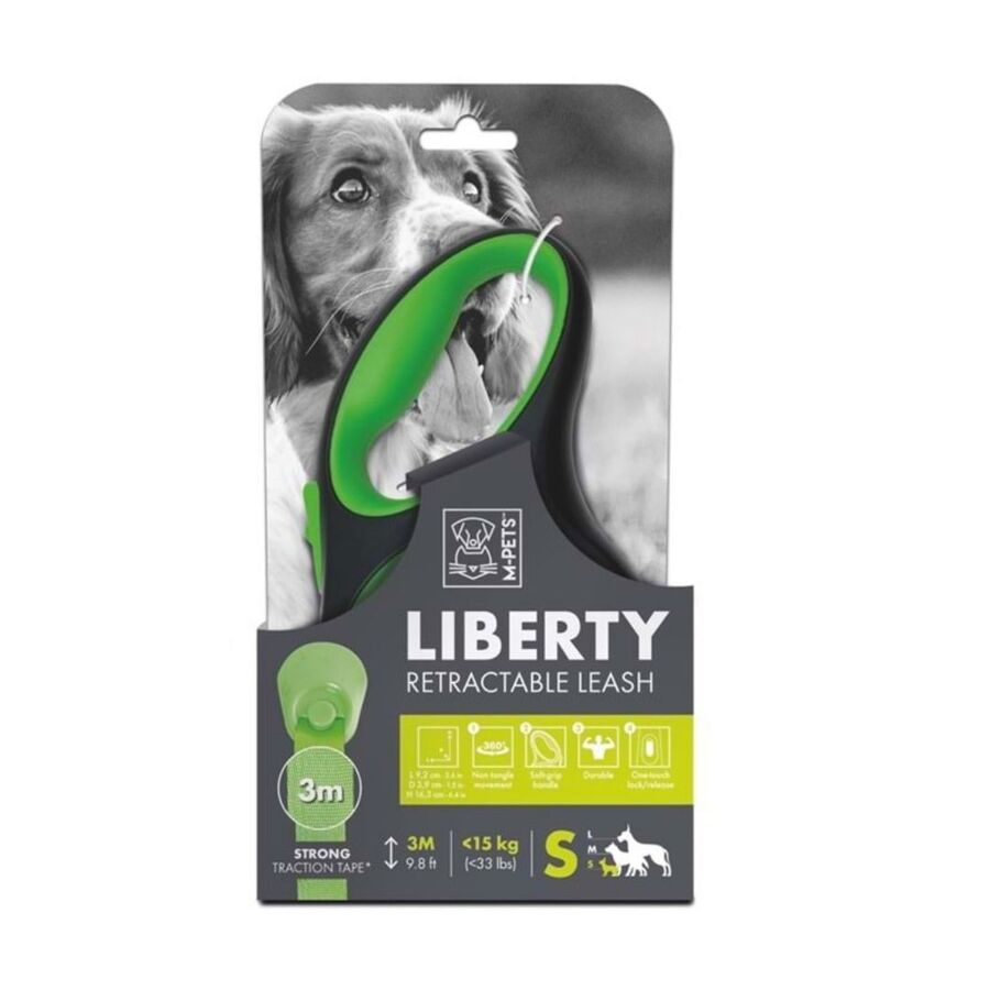 M-Pets Liberty Otomatik Şerit Gezdirme Kayışı Yeşil 3m S