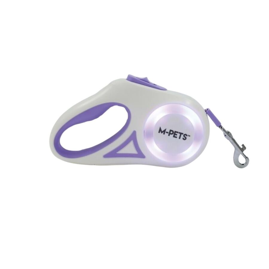 M-Pets Flash Ledli Otomatik Şerit Gezdirme Kayışı 3mt Mor