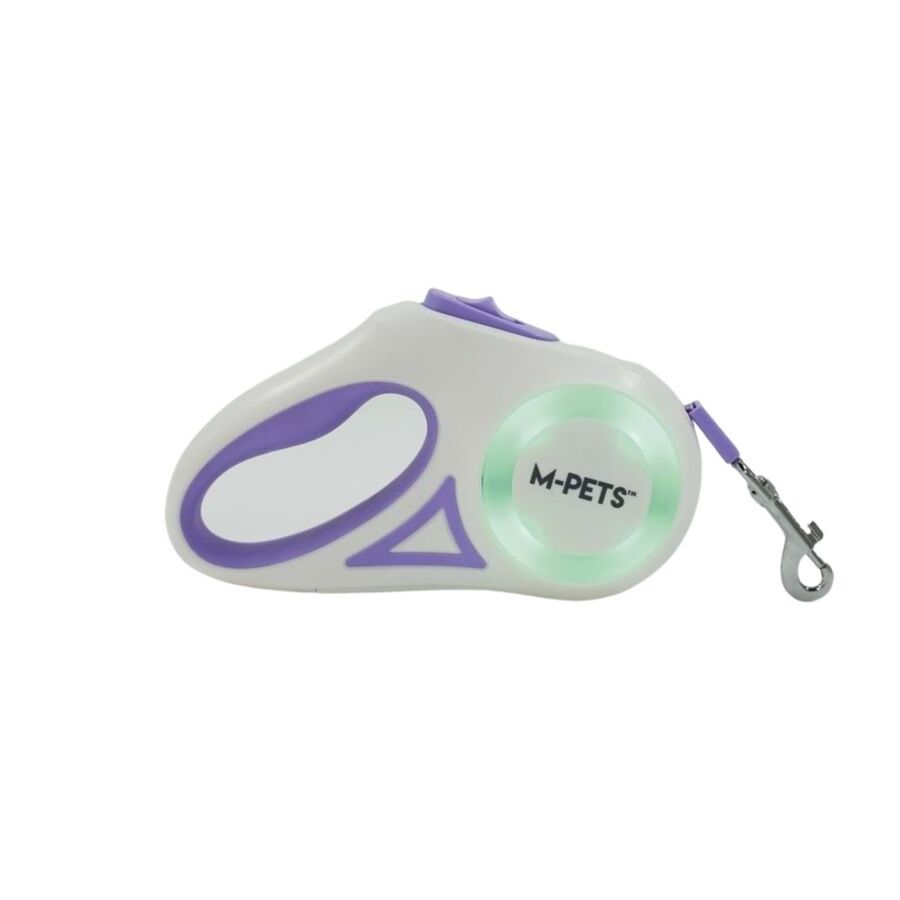 M-Pets Flash Ledli Otomatik Şerit Gezdirme Kayışı 3mt Mor