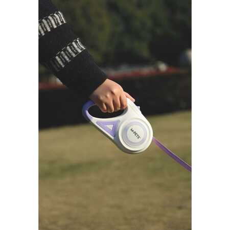 M-Pets Flash Ledli Otomatik Şerit Gezdirme Kayışı 3mt Mor - Thumbnail