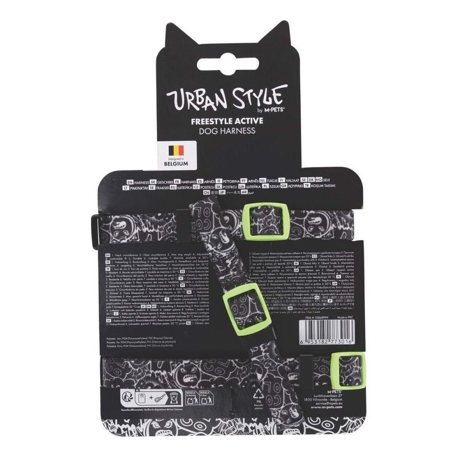 M-Pets Urbanstyle Siyah Beyaz Active Köpek Göğüs Tasması (XS) - 5