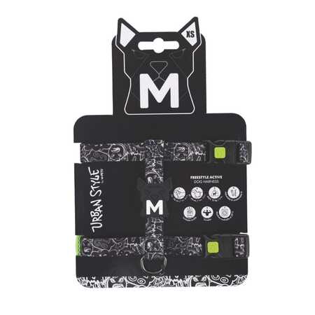 M-Pets Urbanstyle Siyah Beyaz Active Köpek Göğüs Tasması (XS) - 1
