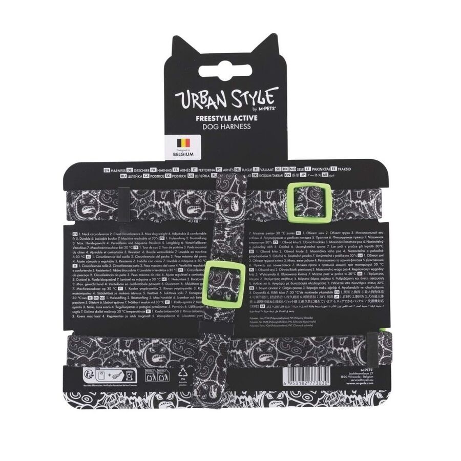M-Pets Urbanstyle Siyah Beyaz Active Köpek Göğüs Tasması (M) - 5