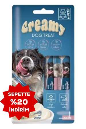 M-Pets Creamy Ton balıklı Karidesli Köpek Ödülü 4x15gr - Thumbnail