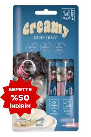 M-Pets Creamy Ton Balıklı ve Karidesli Köpek Ödülü 4x15gr - Thumbnail