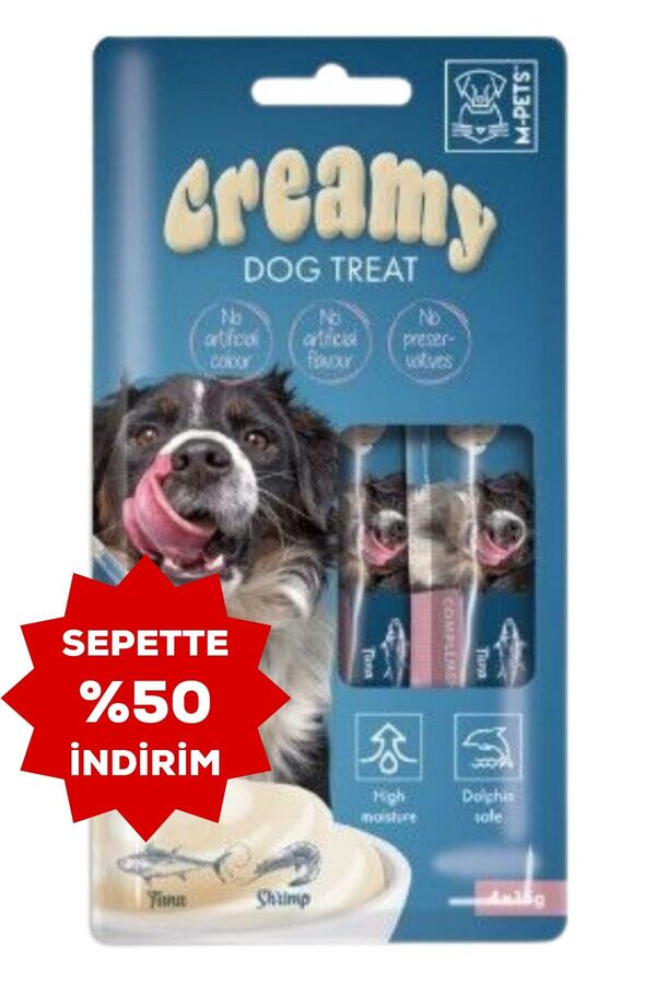 M-Pets Creamy Ton Balıklı ve Karidesli Köpek Ödülü 4x15gr