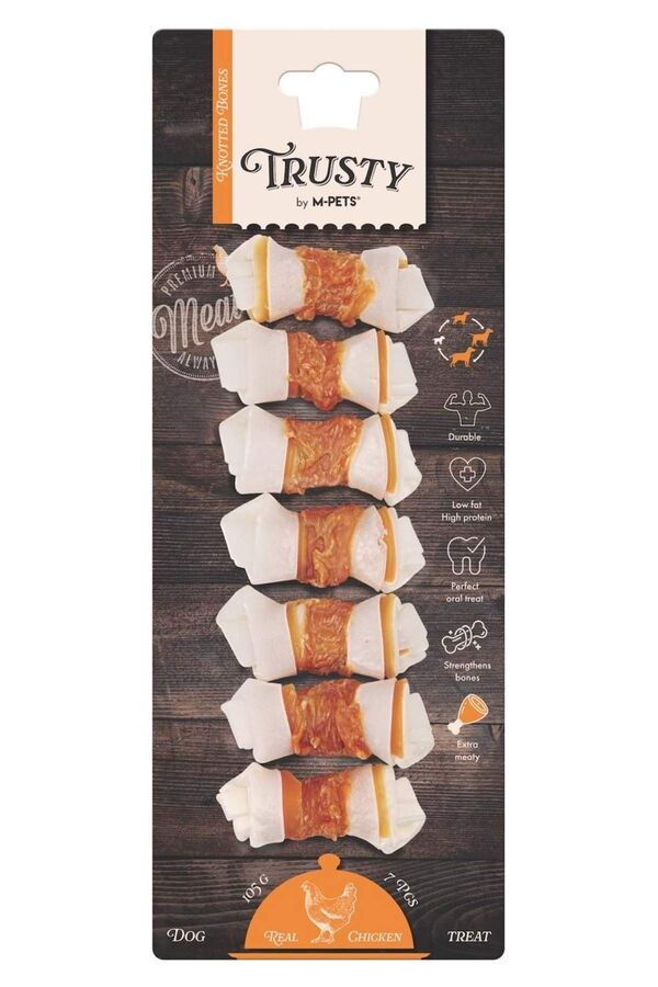 M-Pets Trusty Extra Tavuklu Düğümlü Kemik 7li 105gr 6.4cm