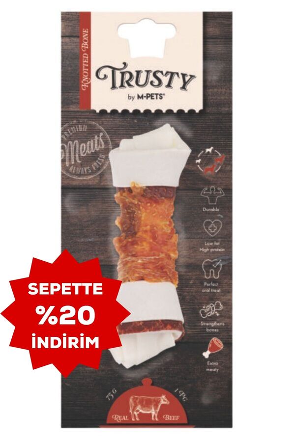 M-Pets Trusty Extra Beef Düğümlü Kemik Köpek Ödül Maması 75gr 15.3cm