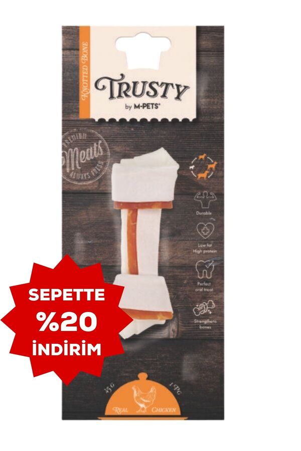 M-Pets Trusty Extra Beef Düğümlü Kemik Köpek Ödül Maması 100gr 20.3cm 