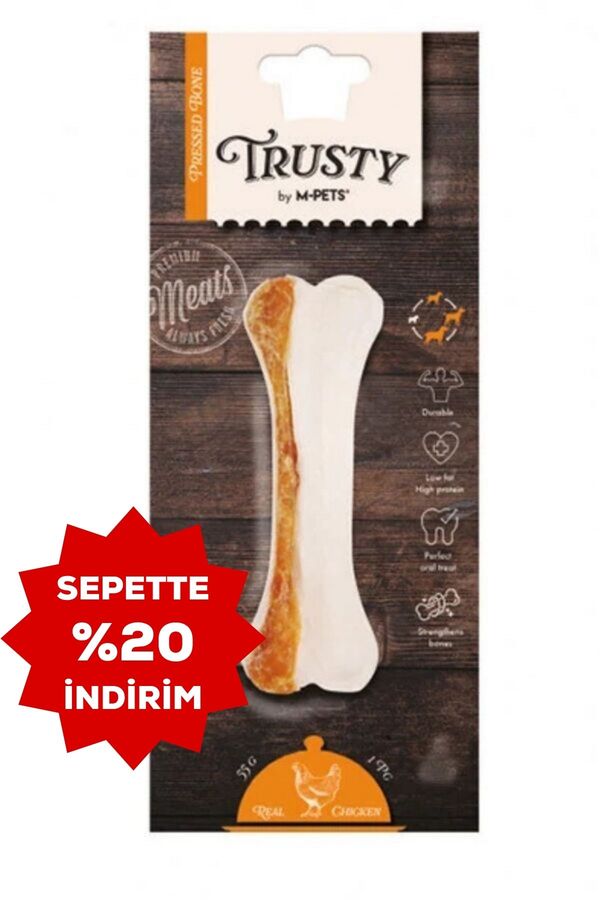 M-Pets Trusty Chicken Press Kemik Köpek Ödül Maması 12,7cm 55gr