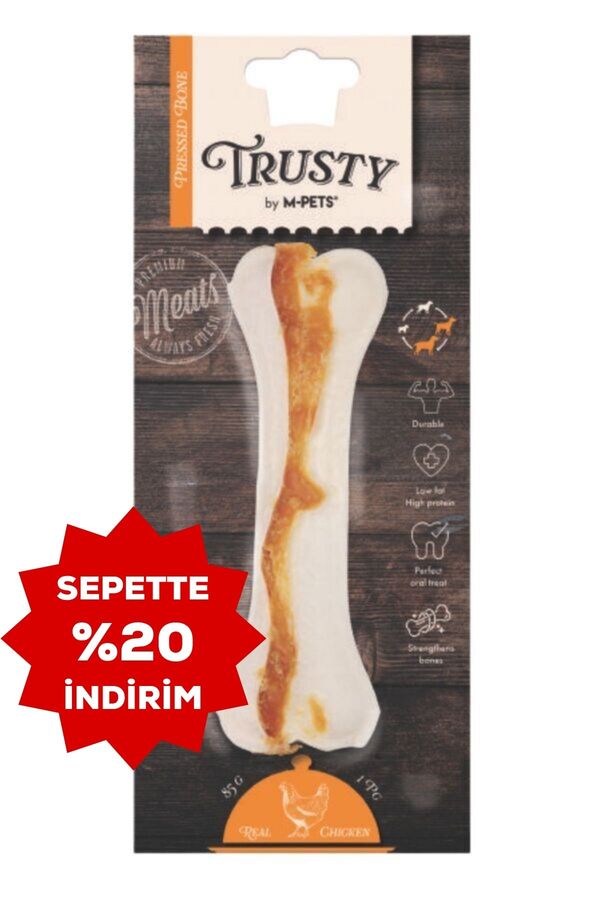 M-Pets Trusty Chicken Press Kemik Köpek Ödül Maması 15.3cm 85gr 