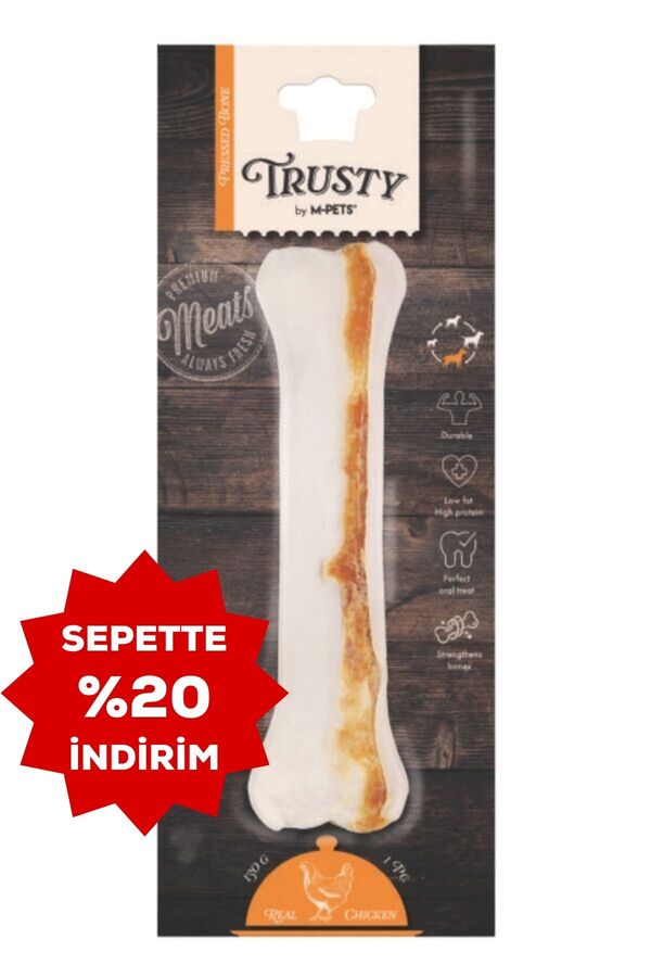 M-Pets Trusty Chicken Press Kemik Köpek Ödül Maması 22.2cm 130gr