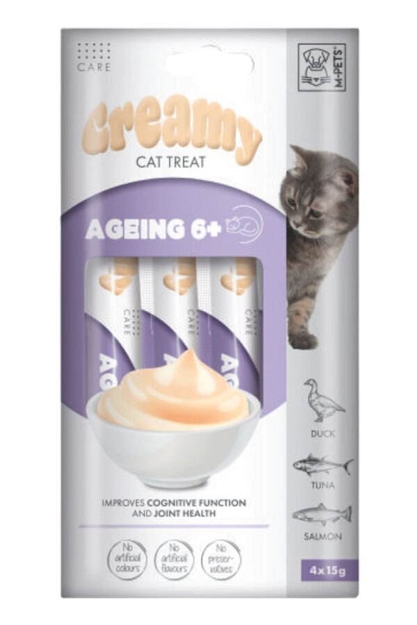 M-Pets Ageing 6+ Fonksiyonel Creamy Kedi Ödülü 4x15gr M-Pets Ageing 6+ Fonksiyonel Creamy Kedi Ödülü 4x15gr