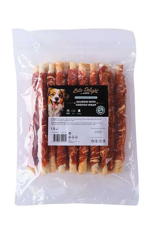 M-Pets Bite Delight Somonlu ve Morina Balıklı Sargı Köpek Ödülü 28cm (2kg) - 1
