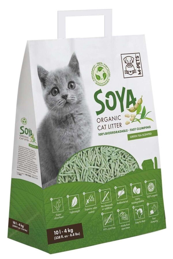 M-Pets Soya Organik Yeşil Çaylı Kedi Kumu 10lt