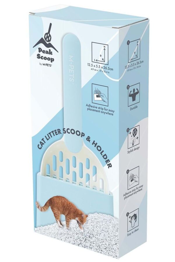 M-Pets Peak Kedi Kumu Küreği Seti Mavi-Beyaz