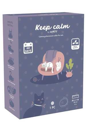 M-PETS - M-Pets Keep Calm Sakinleştirici Kedi Tasması Gri