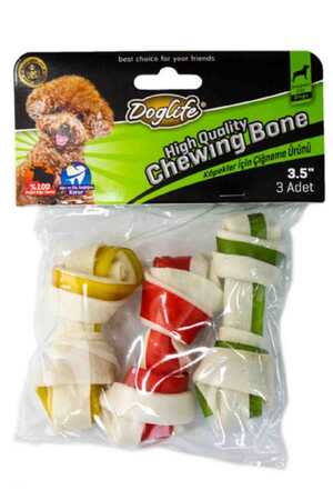 DOGLIFE - Doglife Düğümlü Renkli Köpek Ödül Kemiği 20gr 3lü DOGLIFE - Doglife Düğümlü Renkli Köpek Ödül Kemiği 20gr 3lü