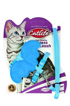 CATLIFE - Catlife Kediler İçin Kelebekli Göğüs Tasması+Gezdirme Kayışı 1cm