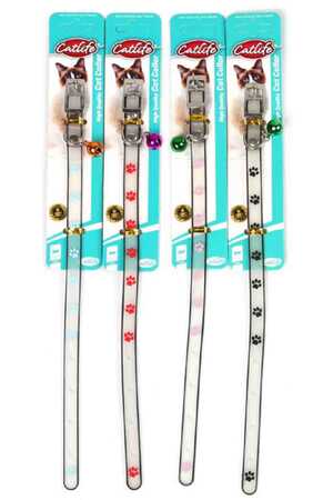 Catlife Pati Desenli Fosforlu Silikon Boyun Tasması Zilli - Thumbnail (1)