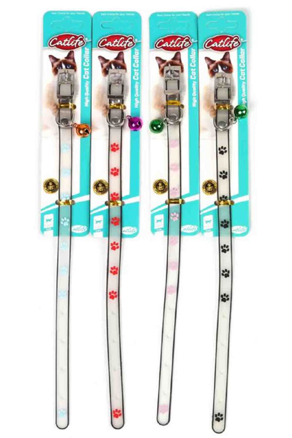 Catlife Pati Desenli Fosforlu Silikon Boyun Tasması Zilli Catlife Pati Desenli Fosforlu Silikon Boyun Tasması Zilli
