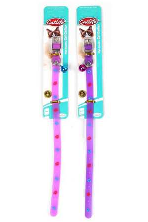 CATLIFE - Catlife Pati Desenli Silikon Boyun Tasması Zilli Mix Color