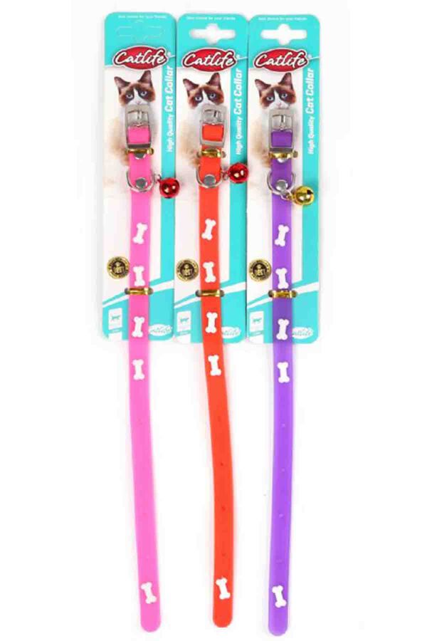 Catlife Kemik Desenli Silikon Boyun Tasması Zilli Mix Color Catlife Kemik Desenli Silikon Boyun Tasması Zilli Mix Color