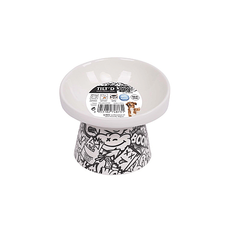 M-Pets Urbanstyle Tiltd Siyah Beyaz Seramik Mama Kabı 150ml