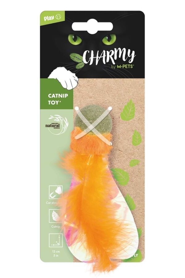 M-Pets Charmy Firefly Kedi Otlu Kedi Oyuncağı Turuncu