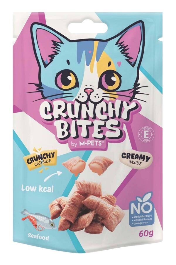 M-Pets Crunchy Bites Deniz Mahsüllü Kedi Ödül Maması 60gr