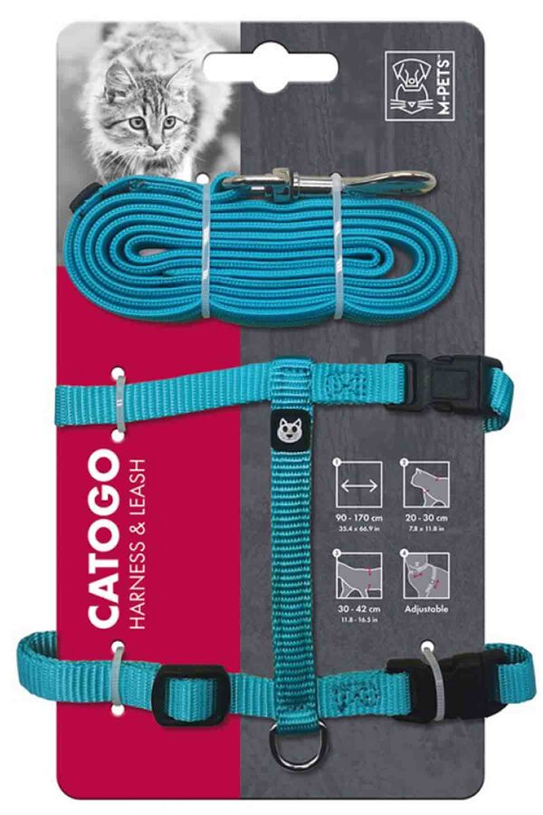 M-Pets Catogo Kedi Göğüs Tasması + Gezdirme Seti Mavi