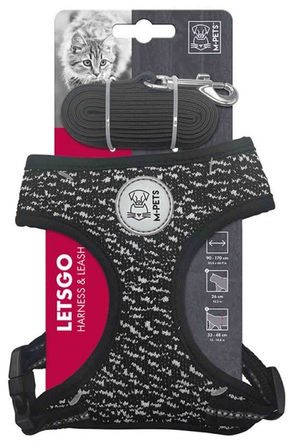M-Pets Lets Go Kedi Göğüs Tasması+Gezdirme Kayışı Siyah/Beyaz M-Pets Lets Go Kedi Göğüs Tasması+Gezdirme Kayışı Siyah/Beyaz